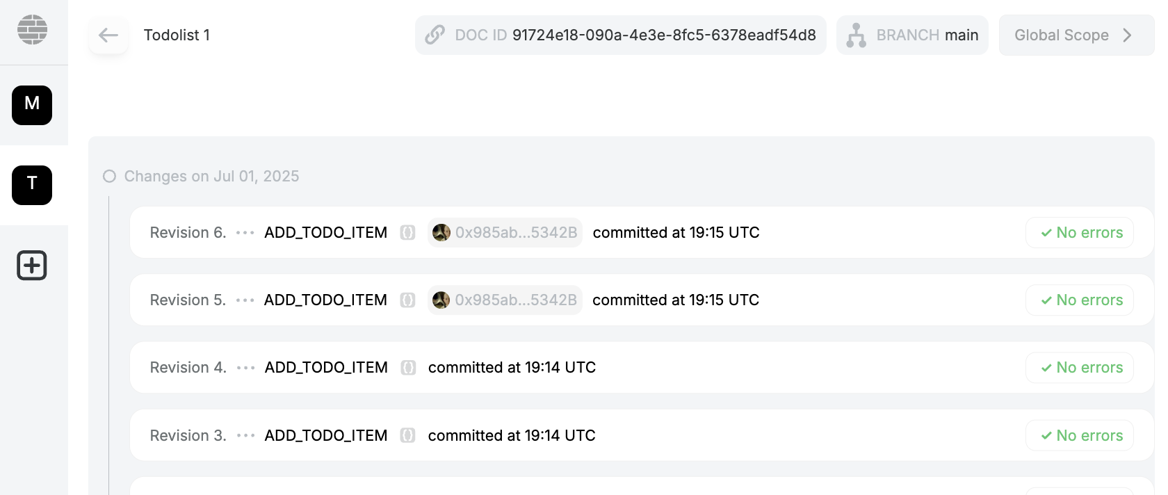 Operation History Signature