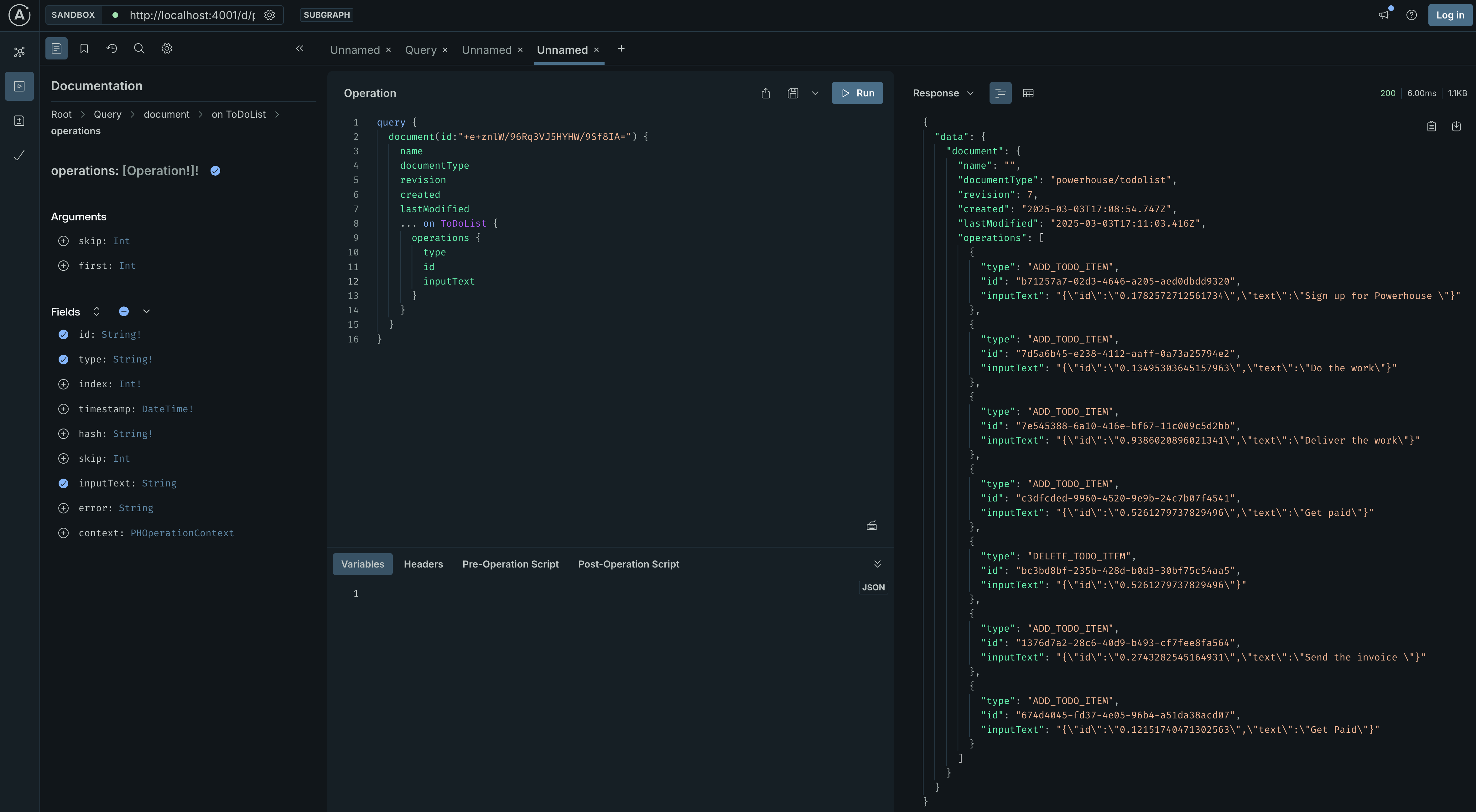 Executing a mutation for a to-do item in Apollo Studio