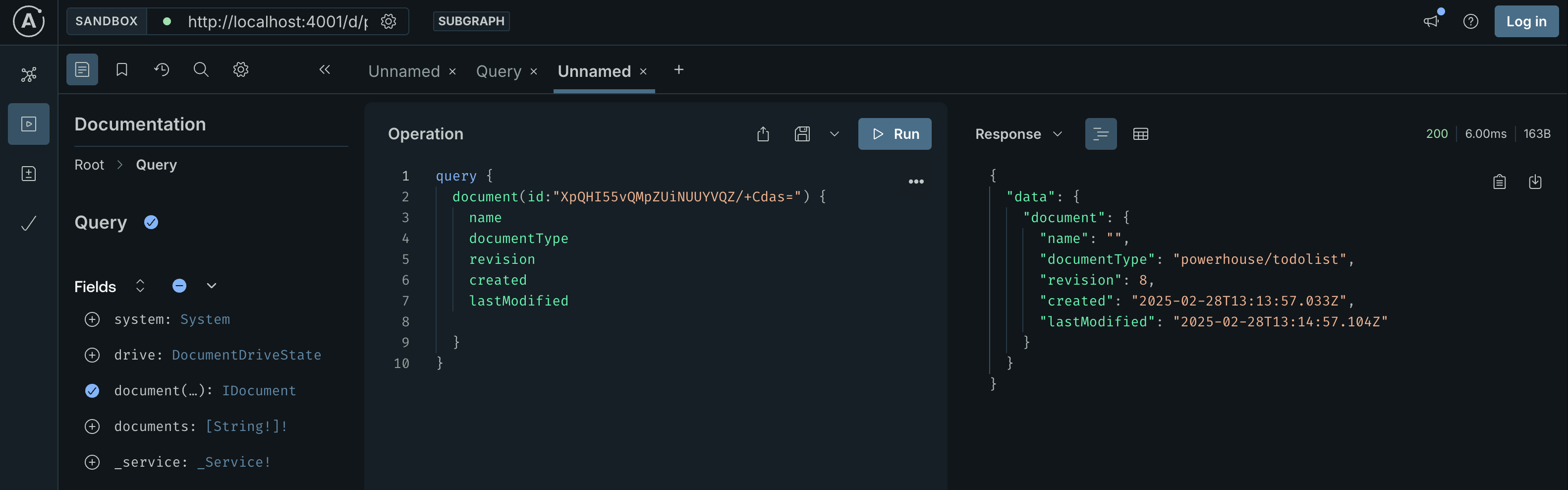 Apollo Studio with document query