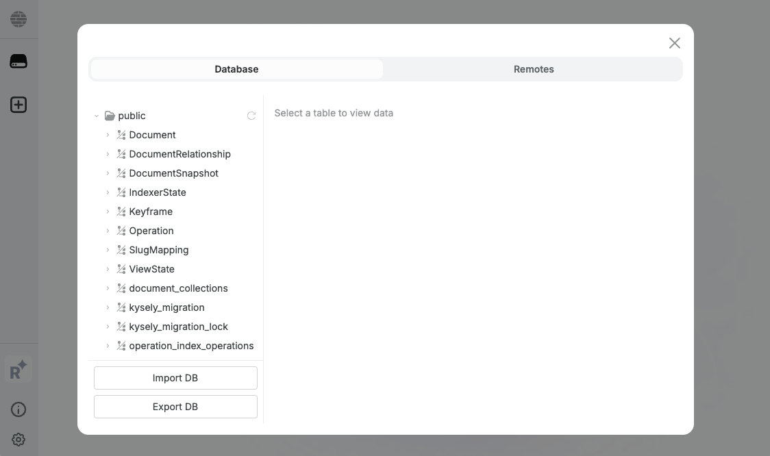 Database Explorer interface